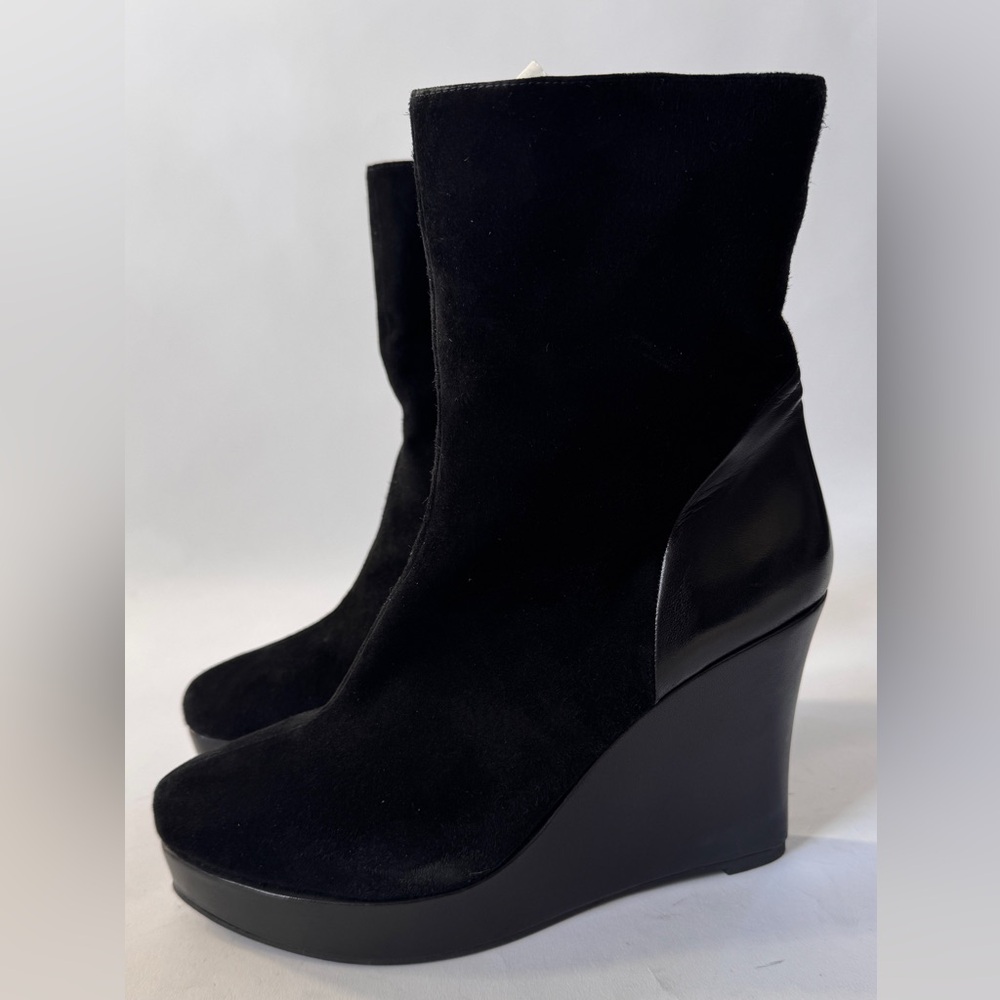 COS Black Suede and Leather Wedge Boots
